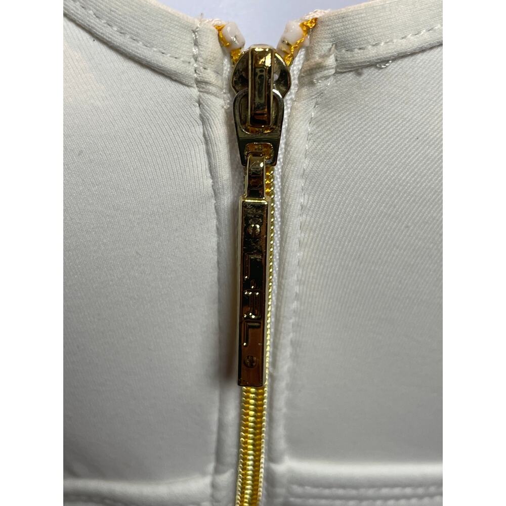 Ralph Lauren Cream One‑Piece Swimsuit Gold Zipper Detail Size 10 - Picture 2 of 8